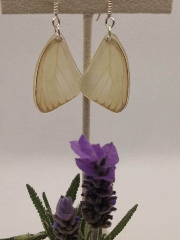 Aretes Colgantes Mariposa Blanca Destellos Negros